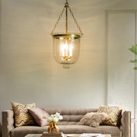 3-Light Inverted Cloche Shaped Pendant Lighting Vintage Clear Glass Chandelier - Rebooters