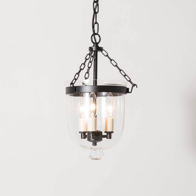 3-Light Inverted Cloche Shaped Pendant Lighting Vintage Clear Glass Chandelier - Rebooters