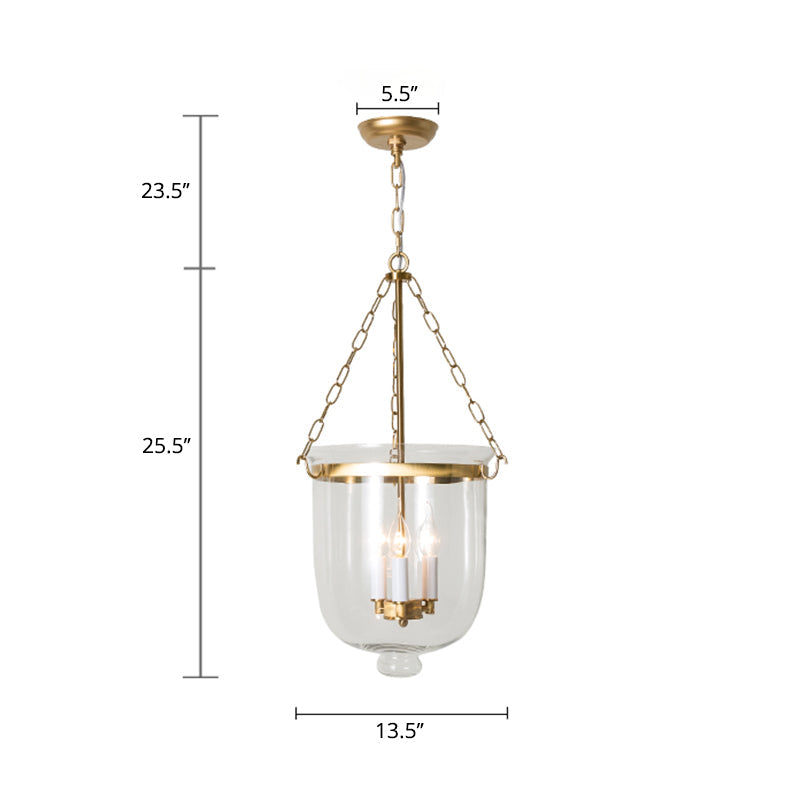 3-Light Inverted Cloche Shaped Pendant Lighting Vintage Clear Glass Chandelier - Rebooters