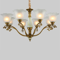 3/6/8 Light Frosted Glass Hanging Chandelier Brass Pendant - Rebooters