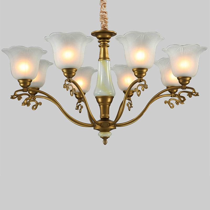 3/6/8 Light Frosted Glass Hanging Chandelier Brass Pendant - Rebooters
