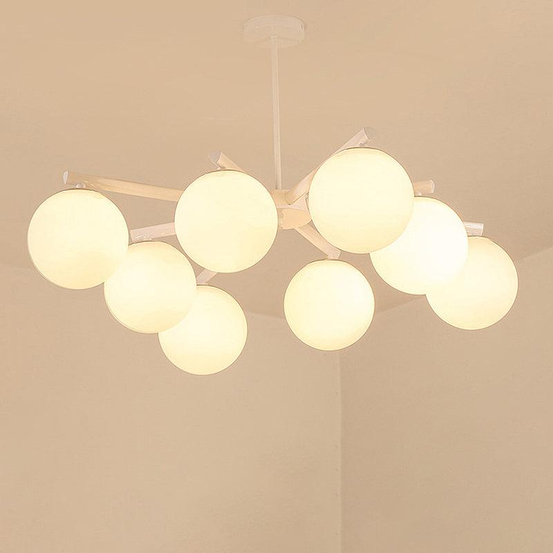 3/6/8 Light Globe Chandelier Traditional White Glass Pendant Light - Rebooters