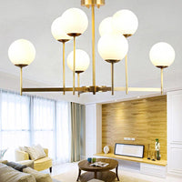 6/8 Bulbs Globe Chandelier Light Traditional Frosted Glass - Rebooters