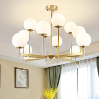 6/8 Bulbs Globe Chandelier Light Traditional Frosted Glass - Rebooters