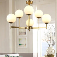 6/8 Bulbs Globe Chandelier Light Traditional Frosted Glass - Rebooters