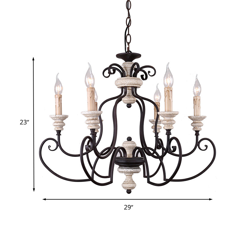 Traditional Candle-Style Hanging Lamp 6 Bulbs Metal Chandelier - Rebooters