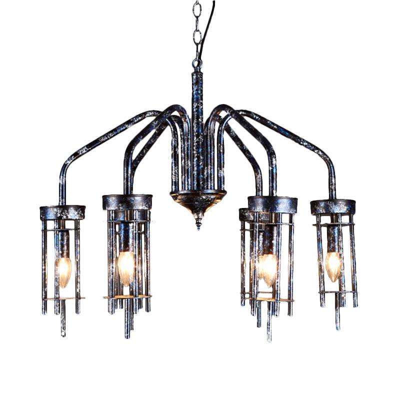 6 Lights Metal Chandelier Lamp Antique Black Sputnik Pendant - Rebooters