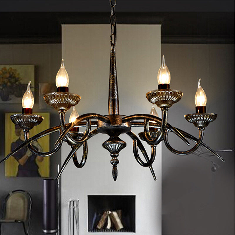 Industrial Candelabra Hanging Pendant 6 Lights Ceiling Chandelier Black - Rebooters