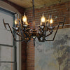 Black 6 Lights Chandelier Lighting Rustic Metal Candelabra Pendant Lamp - Rebooters