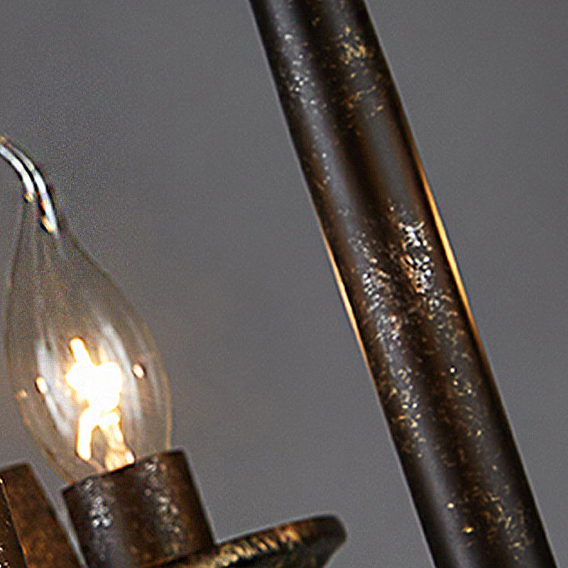 Black 6 Lights Chandelier Lighting Rustic Metal Candelabra Pendant Lamp - Rebooters