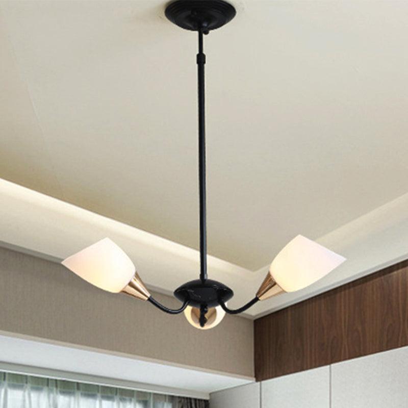 Black 3/6/8 Lights Pendant Chandelier Frosted Glass Shade - Rebooters