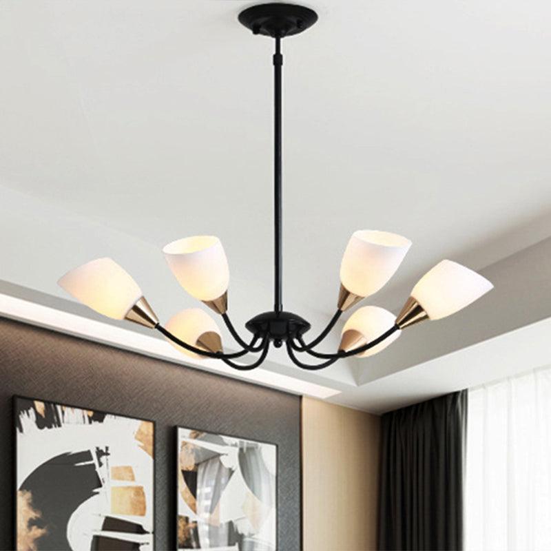 Black 3/6/8 Lights Pendant Chandelier Frosted Glass Shade - Rebooters