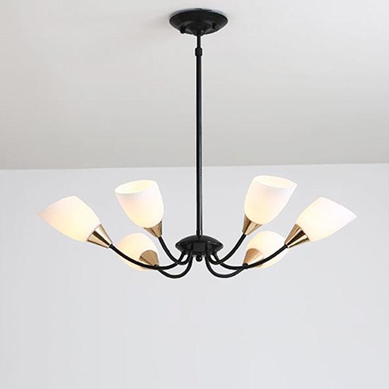 Black 3/6/8 Lights Pendant Chandelier Frosted Glass Shade - Rebooters
