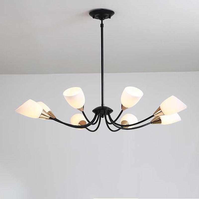 Black 3/6/8 Lights Pendant Chandelier Frosted Glass Shade - Rebooters