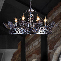 6-Light Wagon Wheel Chandelier Light Traditional Black Metal - Rebooters