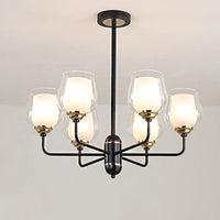 3/6/8 Lights Clear Glass Hanging Chandelier Black Pendant Light - Rebooters
