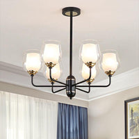 3/6/8 Lights Clear Glass Hanging Chandelier Black Pendant Light - Rebooters
