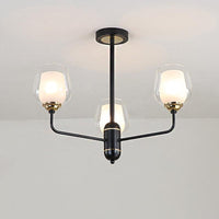 3/6/8 Lights Clear Glass Hanging Chandelier Black Pendant Light - Rebooters