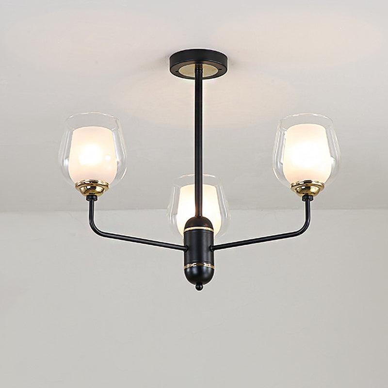 3/6/8 Lights Clear Glass Hanging Chandelier Black Pendant Light - Rebooters