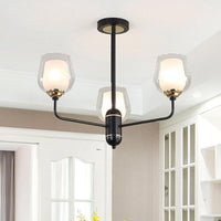 3/6/8 Lights Clear Glass Hanging Chandelier Black Pendant Light - Rebooters