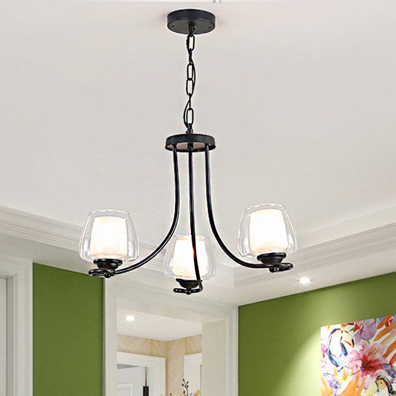3/6 Bulbs Ceiling Lamp Sputnik Double-Layered Glass Chandelier - Rebooters