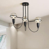 3 Lights Ceiling Lighting Traditional Globe Clear Glass Cluster Pendant in Black for Bedroom - Rebooters