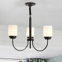 3/6/8 Lights Ceiling Light Traditional Cylinder Opal Glass Chandelier in Black - Rebooters