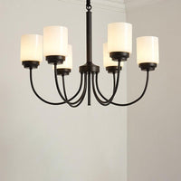 3/6/8 Lights Ceiling Light Traditional Cylinder Opal Glass Chandelier in Black - Rebooters