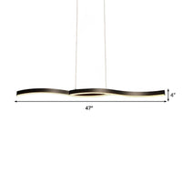 Acrylic Wavy Chandelier Light Modern Black LED Ceiling Pendant Light - Rebooters