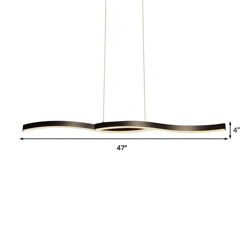 Acrylic Wavy Chandelier Light Modern Black LED Ceiling Pendant Light - Rebooters