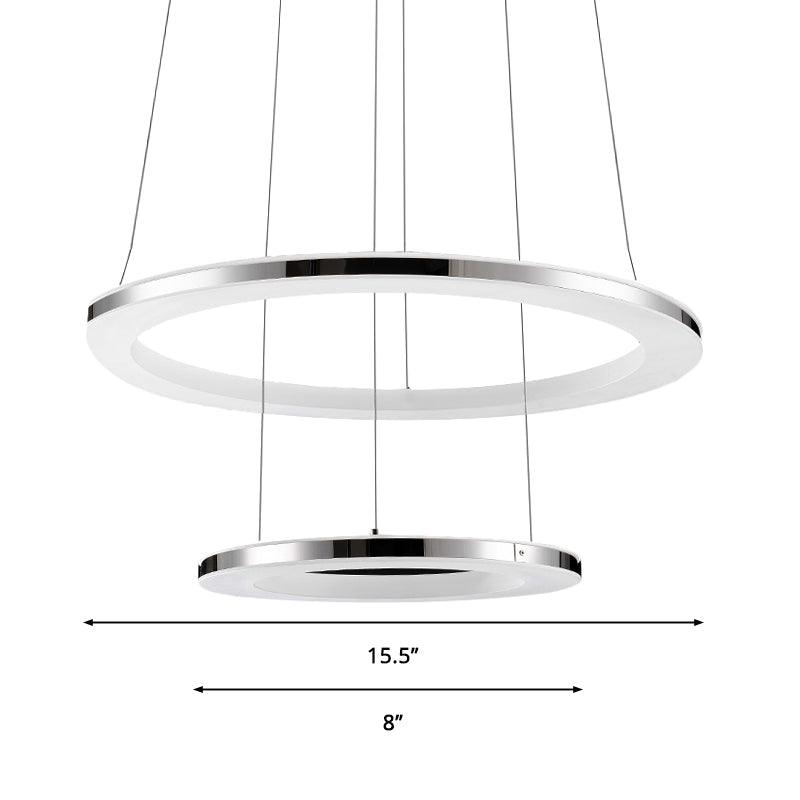 Acrylic Round Ceiling Pendant Contemporary LED Silver Chandelier - Rebooters