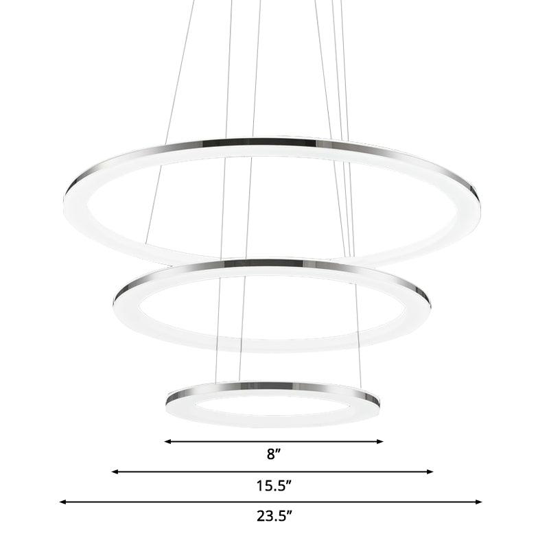 Acrylic Round Ceiling Pendant Contemporary LED Silver Chandelier - Rebooters