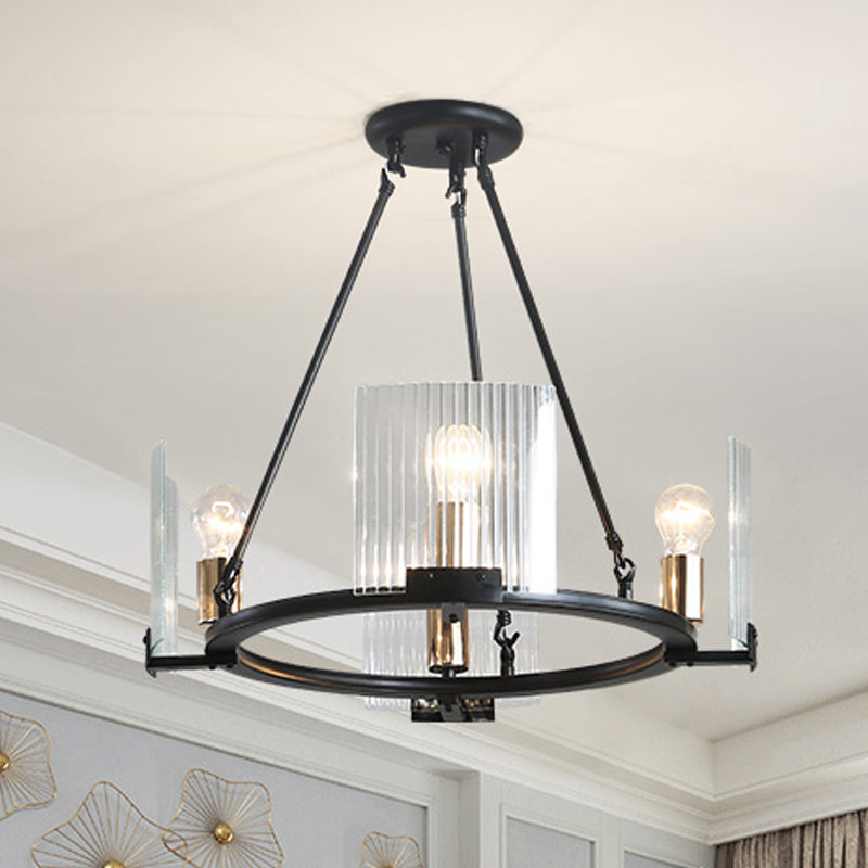 Wagon Wheel Living Room Ceiling Chandelier Black 4/8/10 Lights - Rebooters