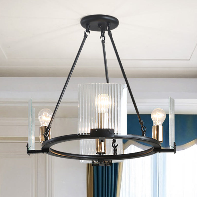 Wagon Wheel Living Room Ceiling Chandelier Black 4/8/10 Lights - Rebooters