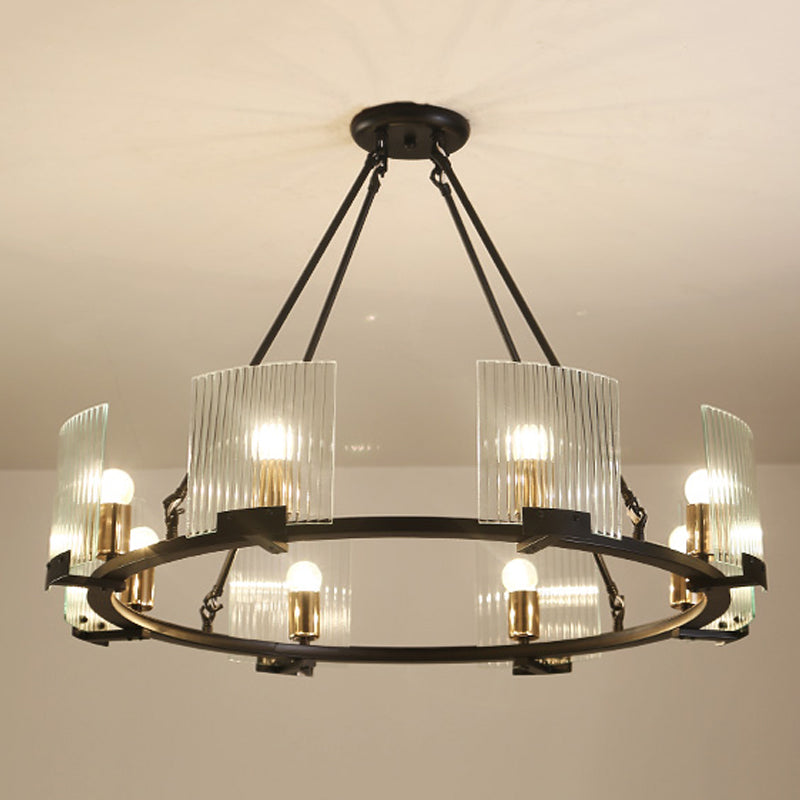 Wagon Wheel Living Room Ceiling Chandelier Black 4/8/10 Lights - Rebooters