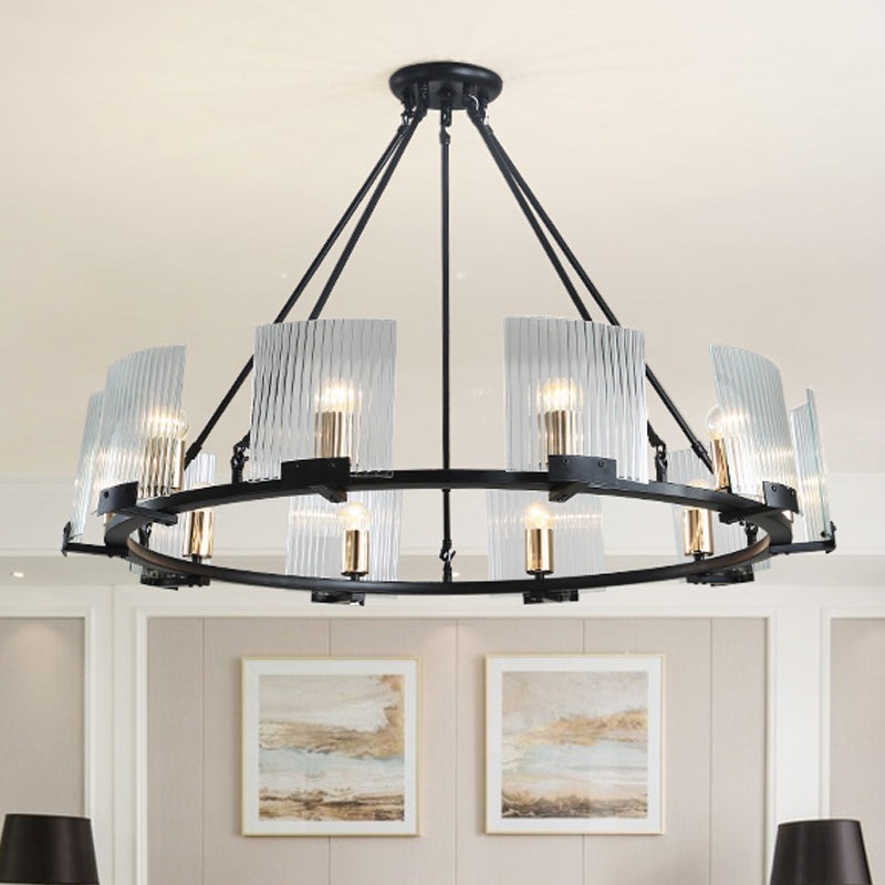 Wagon Wheel Living Room Ceiling Chandelier Black 4/8/10 Lights - Rebooters