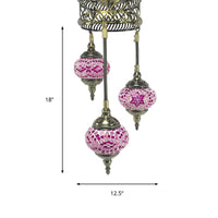 3 Bulbs Sphere Ceiling Chandelier Tradition Pink Red Blue Coffee Glass - Rebooters