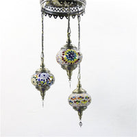 3 Bulbs Sphere Ceiling Chandelier Tradition Pink Red Blue Coffee Glass - Rebooters