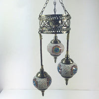 3 Bulbs Sphere Ceiling Chandelier Tradition Pink Red Blue Coffee Glass - Rebooters