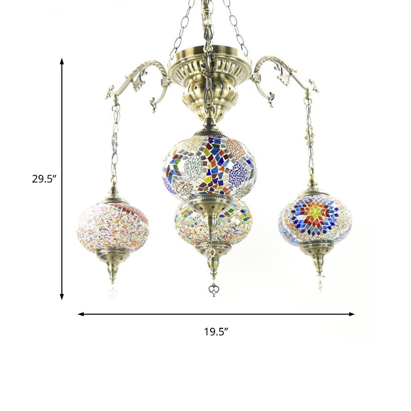 Traditional Lantern Hanging Chandelier Colorful Glass Light - Rebooters