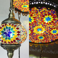 Ball Colorful Glass Hanging Chandelier Retro 6 Heads Bronze Ceiling Pendant Light - Rebooters
