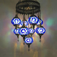 Ball Hanging Chandelier Traditionary Sky Blue Green Royal Blue Ceiling Light - Rebooters