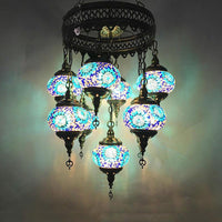 Ball Hanging Chandelier Traditionary Sky Blue Green Royal Blue Ceiling Light - Rebooters