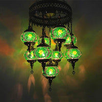Ball Hanging Chandelier Traditionary Sky Blue Green Royal Blue Ceiling Light - Rebooters