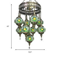 Ball Hanging Chandelier Traditionary Sky Blue Green Royal Blue Ceiling Light - Rebooters