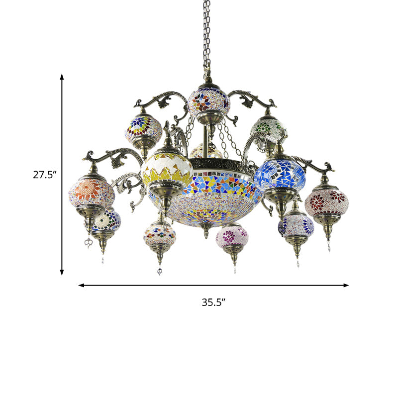 Curved Arm Metal Chandelier Traditional 15 Heads Bronze Light - Rebooters