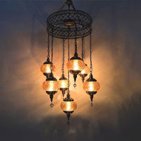 3/5/7 Bulbs Coffee House Hanging Chandelier Retro Bronze Ceiling Pendant Light - Rebooters