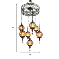 3/5/7 Bulbs Coffee House Hanging Chandelier Retro Bronze Ceiling Pendant Light - Rebooters
