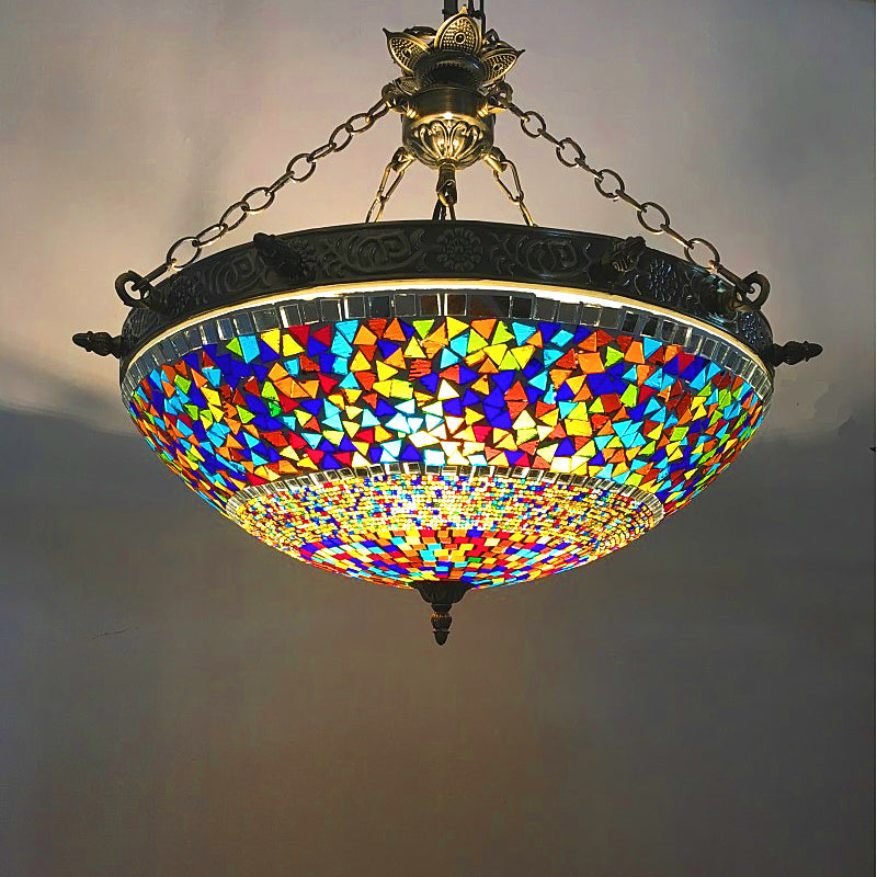 Spherical Amber Cyclone Glass Hanging Chandelier Retro 7 Heads - Rebooters