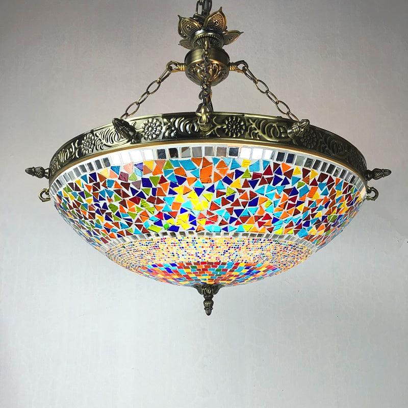 Spherical Amber Cyclone Glass Hanging Chandelier Retro 7 Heads - Rebooters